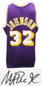 MAGIC JOHNSON AUTOGRAPHED SIGNED LAKERS PURPLE M&N NBA SWINGMAN JERSEY SS COA - Picture 1 of 1