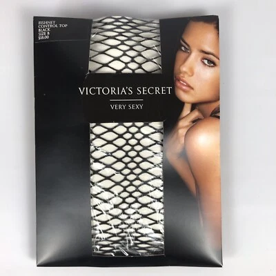 Victoria's Secret Very Sexy FISHNET STOCKINGS Pantyhose Size B Control Top BLACK - Image 1 of 4