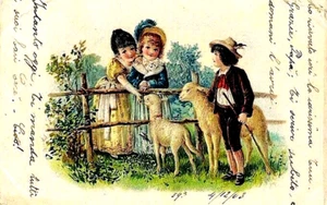 LIBERTY Embossed Kids Lambs Children Embossed Litho PC Traveled 1903 - Picture 1 of 1