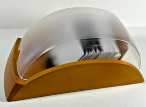 Rolodex Eldon wood base frosted clear plastic lift dome top w/ cards 9" x 5" - Picture 1 of 9