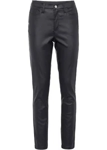 Neu Beschichtete Hose mit Gürtelschlaufen Gr 40 Schwarz Damenhose Freizeit-Pants - Bild 1 von 1
