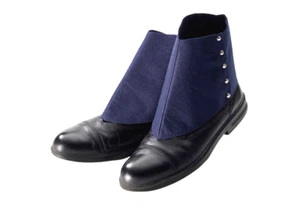 Adult BLUE FELT SPATS Roaring 20s Costume Formal Shoe Boot Cover Clown Steampunk - Picture 1 of 9