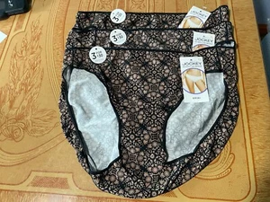 Jockey No Panty Line Promise Brown Floral Bikini Panties- Set of 3- Size 7-NWT - Picture 1 of 2