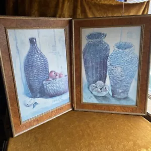 2x Enormi Vaso Ciotole Frutta Incorniciate Stile Olio Stampe Vintage Stile Olio Antico Spagnolo - Foto 1 di 18