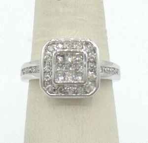 .75CT Zales Diamond Halo Solitaire Wedding Engagement Bridal Ring 14K White Gold - Picture 1 of 9