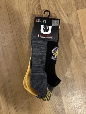 Official NBA Licensed Los Angeles Lakers 3 Pack No Show Low Cut Socks Mens 6-12 - Image 1 of 4