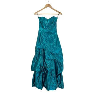 GUNNE SAX JESSICA MCCLINTOCK Vintage 90s Satin Prom Dress Gown Teal Blue Size 1 - Picture 1 of 16