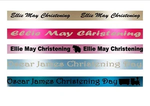 Personalised Christening Ribbon 45mm Width x 1 Metre Various Colours - Picture 1 of 5
