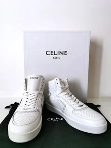 CELINE HIGH TOP SNEAKERS CT 01 CUIR BLANC WHITE LEATHER EU41 US7 NEW - Picture 1 of 7