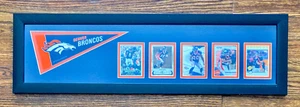 Framed Matted 30x9 Denver Broncos Pennant-Cards-Bailey-Dawkins-Royal-Moreno-Orto - Picture 1 of 2