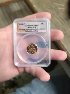 2009 FORMATIVE YEARS CENT MINT ERROR ANACS MS-66 RD - DOUBLE DIE REV EXTRA THUMB - Picture 1 of 3