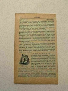 KP205) Torre de la Iglesia Jamestown Bacon's Rebellion Virginia 1873 Grabado - Imagen 1 de 1