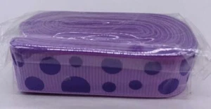 3/4" x 5 Yds Floral Purple Polka Dot Grosgrain Ribbon for Bows Sewing Crafts - Picture 1 of 3