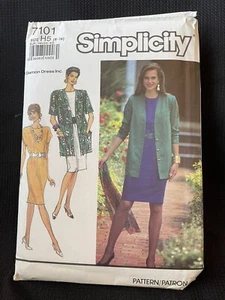 Vintage Simplicity Pattern 7101 *EASY SEW* Dress & Jacket Sizes 6-14 UC/FF/NOS - Picture 1 of 5