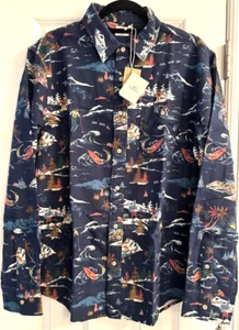 Faherty Men’s Large Super Brushed Flannel Cotton Sea To Sky Navy Blue NWT $158 - Picture 1 of 4