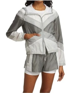 Blanc Noir Jacket GrayTulum Tricolor Windbreaker Full Zip NWT Womens Size L - Picture 1 of 7
