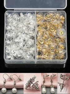 100pcs/Boxed Rubber Earring Backs Stopper Back Supplies Jewelry making DIY - Picture 1 of 3