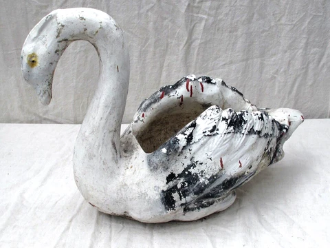Vintage Concrete Swan Garden Planter Cover
