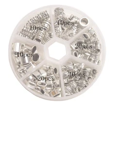 100PCS/Box Antiqued Silver Metal Cord End Caps for Leather Art - Picture 1 of 11