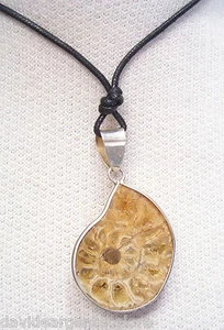 Ciondolo in ARGENTO 925 con AMMONITE fossile e girocollo - pietra dura - - Picture 1 of 2