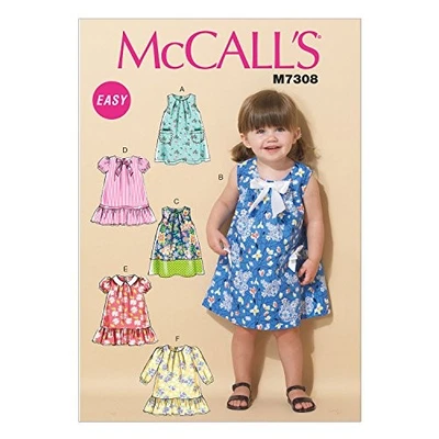 McCall's Patterns M7308 Toddlers' Tent Dresses, CCB Free Shipping - Image 1 of 2