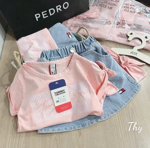 Girl Set Tommy Hilfiger Outfit Cotton Jean Skirt - Bild 1 von 4