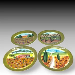 VIETRI Vendemmia PLATOS ENSALADA Juego de 4 ITALIA Pintados a Mano 4 Patrones Diferentes - Imagen 1 de 12