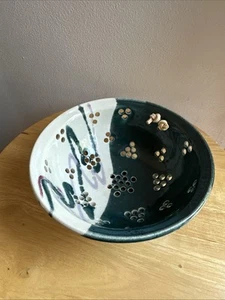 Handmade Glazed 6.5” Stoneware Berry Bowl Strainer With Hanger - Picture 1 of 7