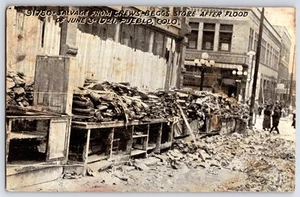 1921 Pueblo Colorado Flood Disaster Postcard – Grews-Beggs Salvage Photo - Picture 1 of 2
