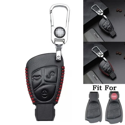 For Mercedes Benz CLS SL C Class Leather Car Key Cover Fob Case Cover 3 Buttons - Image 1 of 4