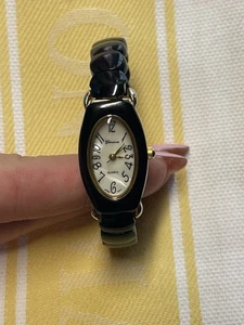 Damenuhr Geneva schwarz Manschette Federband - Bild 1 von 4