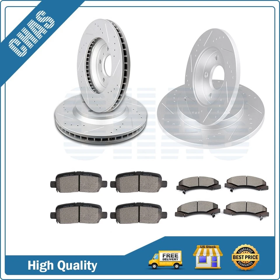 Front And Rear Brake Ceramic Pads And Rotors Kit For 2011-2013 Chevrolet Impala - Image 1 of 1
