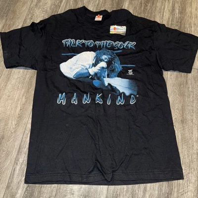 Camisa de Lucha Libre De Colección 1998 WWF WWE Talk To The Sock Mankind Talla XL Rara Difícil de Encontrar Foto 1 de 4