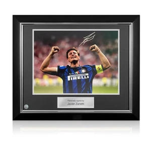 Javier Zanetti Signed Inter Milan Football Photo. Deluxe Frame - Picture 1 of 5