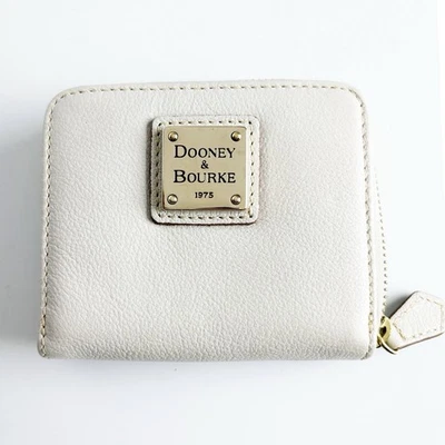 Cartera Dooney & Bourke Cuero Guijarro Cremallera Alrededor Blanca Marfil De Colección Foto 1 de 4