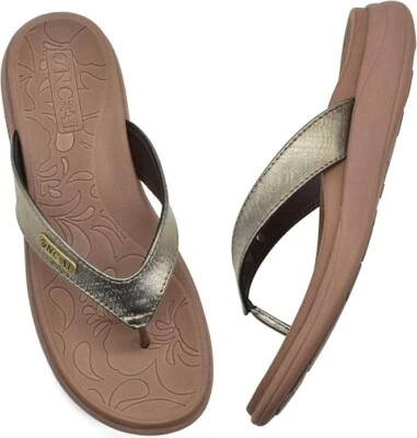 ONCAI Arch Support Womens Flip Flops,Comfortable Strap Orthotic Brown