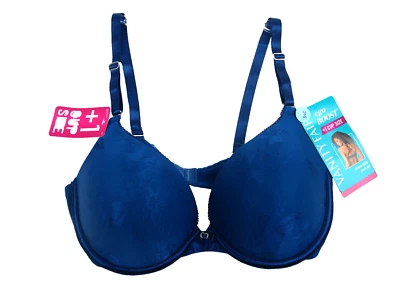 Vanity Fair Womens Ego Boost Add-A-Size Push Up Bra 34C NEW Blue Jacquard - Image 1 of 4