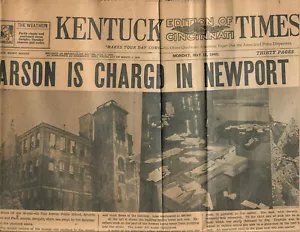 1940 Kentuck Times-Star articolo di Park Avenue School incendio come incendio doloso a Newport, - Foto 1 di 1