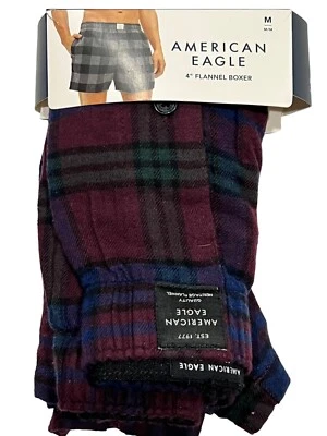 NWT AMERICAN EAGLE Flannel Boxer Sz XS-S-M-L-XL Purple Blue Green #61 - Image 1 of 4