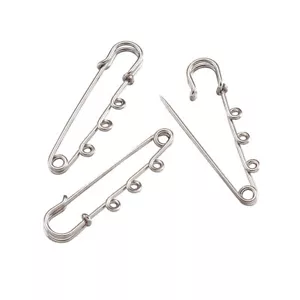 10pcs Platinum Tone Iron Kilt Pins Blanks Brooch Findings 3 Wrapped Loop 52x15mm - Picture 1 of 8