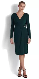 Abito da cocktail donna Lauren Ralph Lauren Surplice verde taglia 6 - Foto 1 di 4
