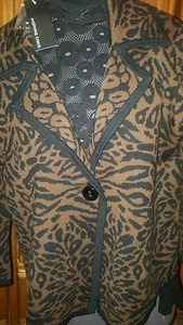 NWT JOSEPHINE CHAUS ANIMAL PRINT BROWN/BLACK SWEATER SIZE M - Picture 1 of 6