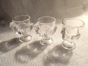 Juego de 3 tazas de huevos de pollo vintage Francia vidrio transparente - Imagen 1 de 4