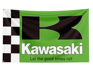 Banner publicitario Kawasaki Motorcycles USA Racing 150 x 90 cm bandera bandera verde - Imagen 1 de 1