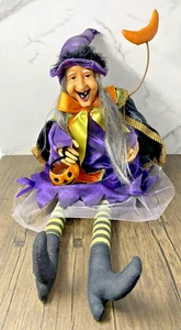 Decorazione Halloween Strega Scaffale Sitter Bambola Statuina Zucca 28" - Foto 1 di 8