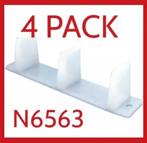PAQUETE DE 4 Guía inferior de puerta corredera armario 4-3/16 in plástico blanco con tornillos N6563 - Imagen 1 de 3