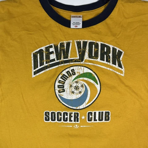 Anvil New York Cosmos T-Shirt Size 2XL Yellow Soccer Cover