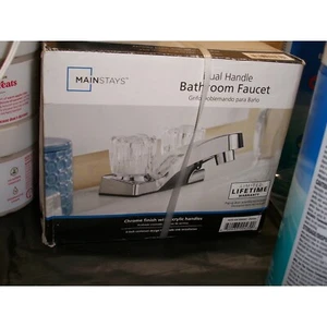 Mainstays Dual Handle Bathroom Faucet Chrome Finish 4-Inch Centerset Design - Picture 1 of 3