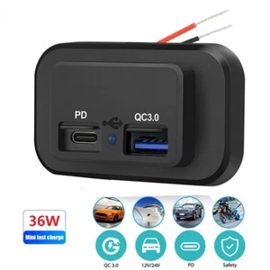 Dual Phone Fast Charger Adapter PD Type C USB QC 3.0 Port Car Truck Accessories - Foto 1 di 14
