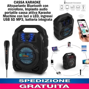 Altoparlante Bluetooth con microfono, Impianto audio portatile cassa Karaoke - Foto 1 di 23